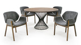 Theresa Modern Round Walnut & Black Table