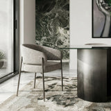 Thomas Modern Grey Fabric + Pewter Dining Chair