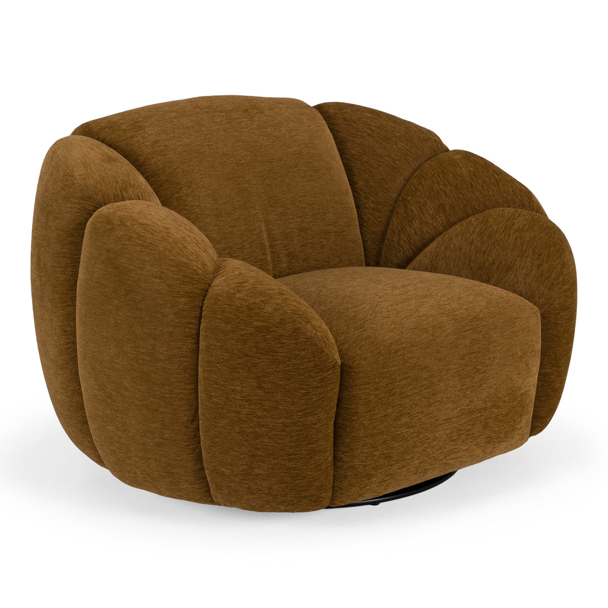 Thune Modern Brown Fabric Swivel Accent Chair