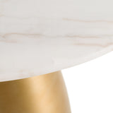 Tilly Glam White Marble + Gold Round Dining Table