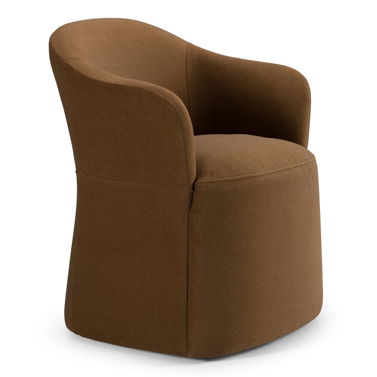Timothy Modern Brown Fabric Dining Chair with Castor Wheels