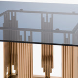 Token Modern Smoked Grey Glass and Rosegold Dining Table