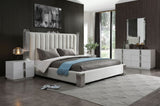 Eastern King Token Modern White & Stainless Steel Bedroom Set