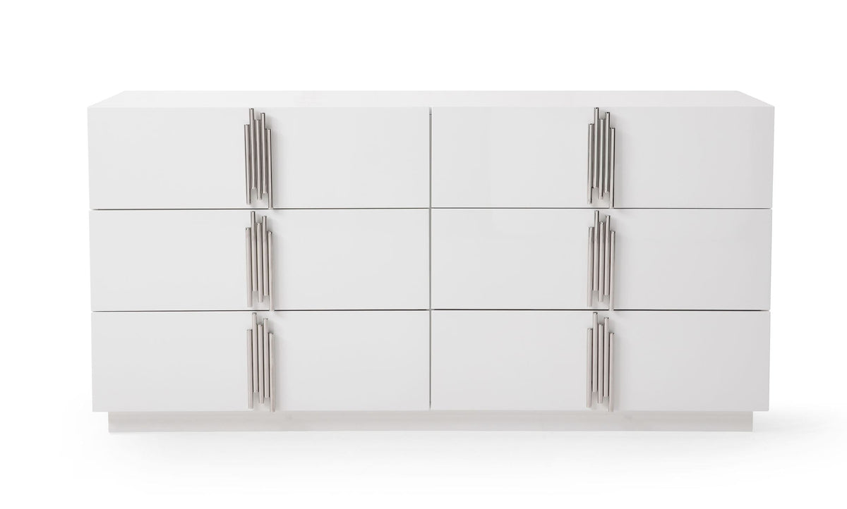 Token Modern White & Stainless Steel Dresser