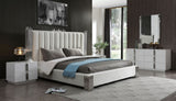  Mielcasa | White Modrest Token California King Modern White & Stainless Steel Bed | SKU VGVCBD815-WHT-BED-CK | MPN: 77556 | Free Delivery & Free Return