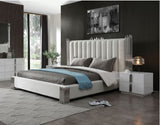 Token California King Modern Cream & Stainless Steel Bed + Nightstands