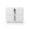 Token California King Modern Cream & Stainless Steel Bed + Nightstands