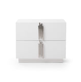 Token California King Modern Cream & Stainless Steel Bed + Nightstands