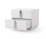 Token California King Modern Cream & Stainless Steel Bed + Nightstands