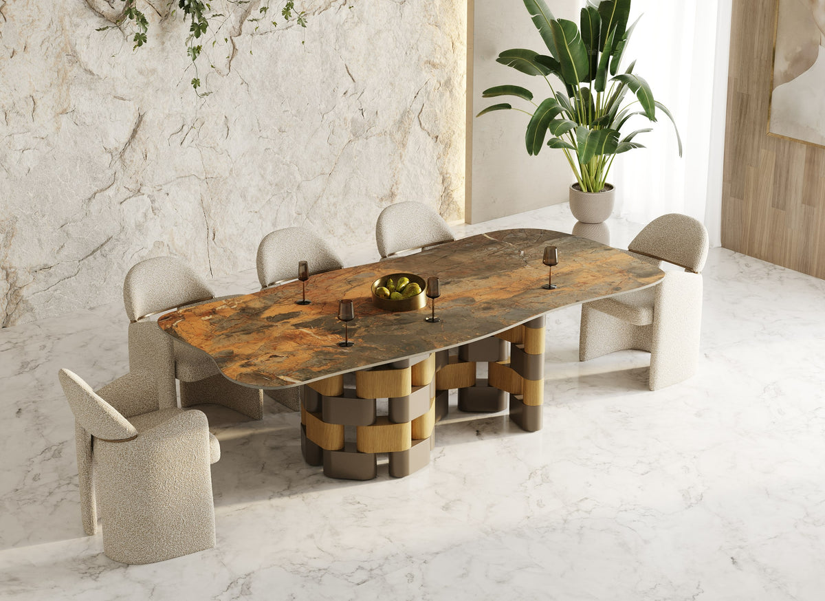 Falzone Modern Ceramic + Wood Dining Table