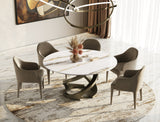 Goswell Modern Ceramic + Bronze Brass Round Dining Table