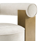 Tranquil Contemporary Beige Fabric + Antique Brass Accent Chair