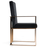 Trea Modern Black Velvet & Rosegold Dining Chair