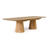 Truman Mid-Century Modern Natural Oak Extendable Dining Table + 8 Chairs Set