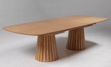 Truman Mid-Century Modern Natural Oak Extendable Dining Table + 6 Chairs Set