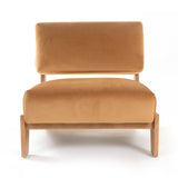 Tucker Mid-Century Modern Camel Velvet + Chestnut Accent Chair