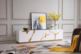  Mielcasa | White Modrest Aspen Modern White & Gold TV Stand | SKU VGVCTV1801-WHT | MPN: 75642 | Free Delivery & Free Return