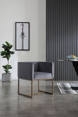 Marty Modern Dark Grey & Copper Antique Brass Dining Chair