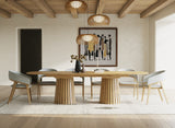 Truman Mid-Century Modern Natural Oak Extendable Dining Table + 6 Chairs Set