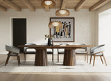 Truman Mid-Century Modern Walnut Extendable Dining Table + 6 Chairs Set