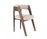 Vegas Modern Beige Velvet + Walnut Oak Dining Chair (Set of 2)