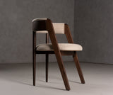 Vegas Modern Beige Velvet + Walnut Oak Dining Chair (Set of 2)