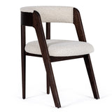 Vegas Modern Cream Fabric + Walnut Oak Dining Chair (Set of 2)