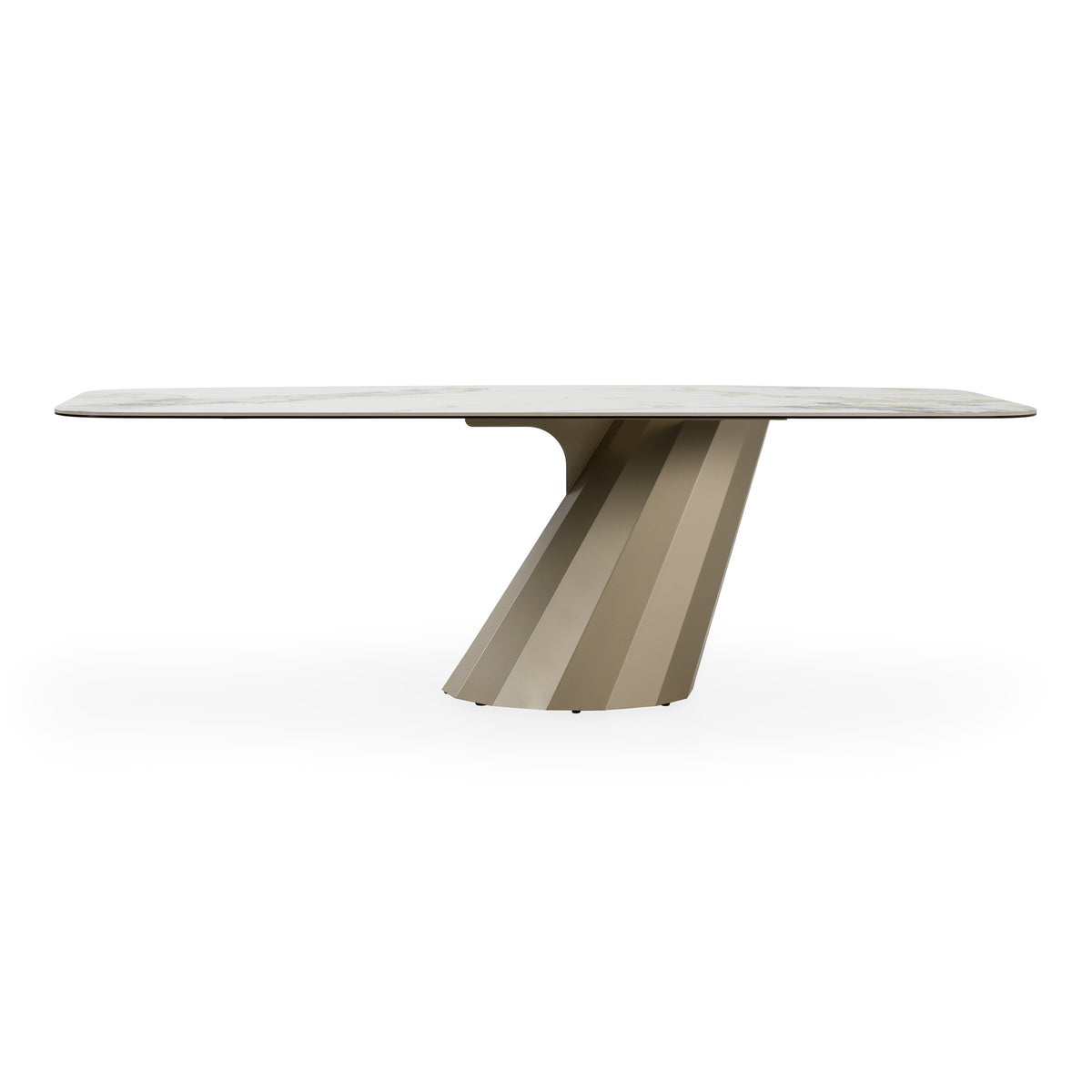 Vela Modern Ceramic + Brass Dining Table