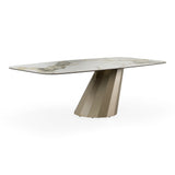 Vela Modern Ceramic + Brass Dining Table