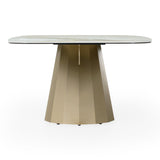 Vela Modern Ceramic + Brass Dining Table