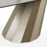Vela Modern Ceramic + Brass Dining Table