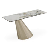 Vela Modern Ceramic + Brass Console Table