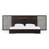 Velondra Modern Eucalypto + Marble Bed with Two Nightstands