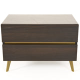 Velondra Modern Eucalypto + Marble Bed with Two Nightstands