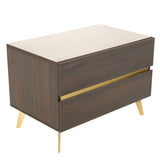 Velondra Modern Eucalypto + Marble Bed with Two Nightstands
