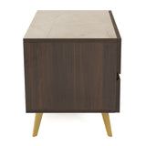 Velondra Modern Eucalypto + Marble Bed with Two Nightstands
