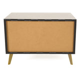 Velondra Modern Eucalypto + Marble Bed with Two Nightstands