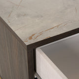 Velondra Modern Eucalypto + Marble Bed with Two Nightstands
