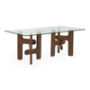 Velshi Modern Glass + Walnut Rectangular Dining Table