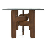 Velshi Modern Glass + Walnut Rectangular Dining Table