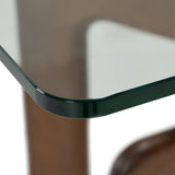 Velshi Modern Glass + Walnut Rectangular Dining Table