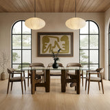 Velshi Modern Glass + Walnut Rectangular Dining Table
