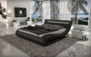 California King Corsica Contemporary Black Leatherette Bed with Headboard Lights