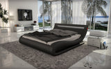 California King Corsica Contemporary Black Leatherette Bed with Headboard Lights