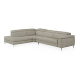 Viola Italian Contemporary Grey Leather Left Facing Sectional Sofa