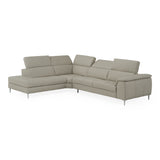 Viola Italian Contemporary Grey Leather Left Facing Sectional Sofa