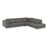 Viola Italian Contemporary Blue-Grey Leather Right Facing Sectional Sofa