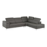 Viola Italian Contemporary Blue-Grey Leather Right Facing Sectional Sofa