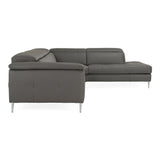 Viola Italian Contemporary Blue-Grey Leather Right Facing Sectional Sofa