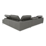 Viola Italian Contemporary Blue-Grey Leather Right Facing Sectional Sofa
